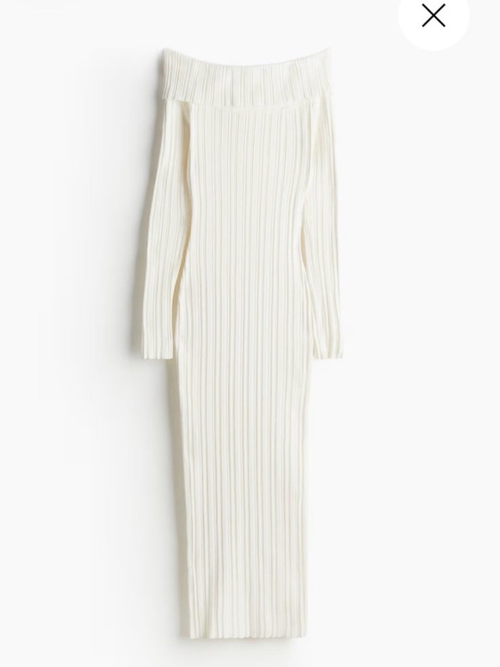 H&M Ribbed Off Shoulder Maxi Dress White S NWT